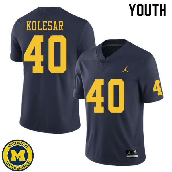 Youth Michigan Wolverines #40 Caden Kolesar Navy Fashion Player Jersey